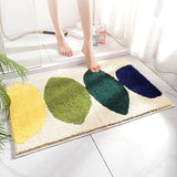 Gaeaspace  -  Green Leaves Flocking Bath Mat Non-slip Absorbent Microfiber Bathroom Rug Home Entrance Door Mat Super Soft Bath Carpet Tapijt