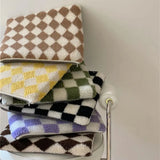 Gaeaspace  -  Classic Checkerboard Cushion with Memory Foam, Non-slip, Jacquard, Lamb, Fleece, Ins, Office, Student, Diamond Chair