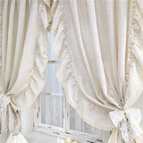 Gaeaspace  -  1 Piece American Retro Linen Color Semi-Sheer Lace Curtain Japanese Cross Texture Drapes For Living Room Bedroom and Kitchen