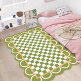 Gaeaspace  -  Checkerboard carpet cute plaid irregular IG girly rugs large area bedroom carpet fluffy soft polyester floor mat decoration home