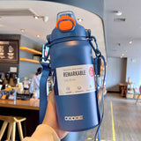 Gaeaspace  -  Stainless Steel Vacuum Flask with Straw Portable Thermos Mug Travel Thermal Water Bottle Tumbler 1L Water Bottles for Coffee