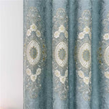 Gaeaspace  -  European Style Luxury Living Room Curtain Light Blue Elegant Chenille Blackout Curtains For Bedroom Villa Home Decor Custom