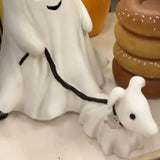 Gaeaspace  -  Halloween Ghost Walking Dog Statue Spooky Halloween Figurine Home Tabletop Party Desk Living Room Yard Decoration Indoor Outdoor