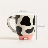 Gaeaspace  -  1pc 500ml 17oz Cute Cartoon Ceramic Cup Creative Cow Pattern and Footed Water Mug Cup Coffee Milk Cup Gifts for Friend Kids