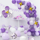 Gaeaspace  -  108 Pcs Purple Confetti Stars Aluminum Die Balloon Garland Arches Set Wedding Girls Birthday Valentine's Day Party Decorations