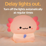 Gaeaspace  -  Pink Axolotl LED Night Light,USB Rechargeable Touch Lamp,3 Levels Brightness Timing Light,Cute Animal Bedside Lamp,Gift for Kids