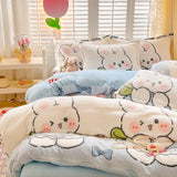 Gaeaspace  -  Winter Thick Warm Plush Comforter Cover Queen Bedding Sets Cartoon Quilt Cover Bed Sheet Pillowcase 4pcs Luxury Bed Linens