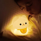 Gaeaspace  -  Lucky Cat Night Light USB Charging Timer LED Silicone Tapping Light Children's Bedside Light Warm and Healing lamps