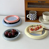 Gaeaspace  -  Korean Flat Plate Hand Paint Jewelry Storage Tray Dessert Plate Fruit Storage Cute Dish Ceramic Plates Candy Flat Bowl