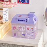 Gaeaspace  -  Transparent Desktop Storage Box Creative Small House Pen Holder Student Kawaii Stationery Cosmetic Organizer Rack Drawer Cute