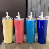 Gaeaspace  -  New Fashion Gradient Colour 304 Stainless Steel Thermos Bottle Portable Straw Insulation Cup Car Travel Coffee Cups Mugs 500ML