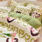 Gaeaspace  -  Winter Warm Plush Duvet Cover Set Queen Bedding Sets Comforter Cover Cartoon Quilt Cover Sheet Pillowcase 4pcs Luxury Bed Linens