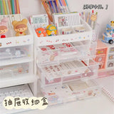 Gaeaspace  -  Hand Account Dormitory Storage Box Ins Girl Heart Desktop Drawer Student Makeup Sticker Storage Box Table Stationery Organizer