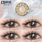 Gaeaspace  -  2Pcs Colored Contact Lenses Myopia Degree -0.00 to -8.00 Flower Talk Brown Eyes Beauty Pupil Gray Makeup Soft Lenses