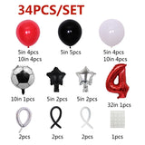 Gaeaspace  -  34Pcs Soccer Football Balloons Set Birthday Party Decorations Kids Boy 32Inch Red Number Ball Soccer Sports Decor Supplies