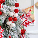 Gaeaspace  -  1pc Red White Ball Bouquet Striped Wool Branches Christmas Ornaments Home Cuttings New Year Gifts Christmas Decoration Navidad