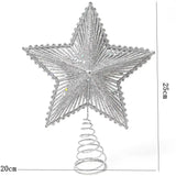 Gaeaspace  -  25cm Red Glitter Christmas Tree Topper Iron Star Christmas Decor For Home Xmas Tree Ornaments Navidad New Year Natal Noel