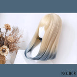 Gaeaspace  -  Women Synthetic Lolita Wig Long Straight Ombre Two Tone Silver Grey Blue Hair For Cosplay With Bangs wigs