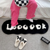 Gaeaspace  -  Nordic Black White Letters Rug Tufting Bedroom Mat Living Room Carpet Floor Tidy Foot Pad Bedside Doormat Home Decor 40x120cm