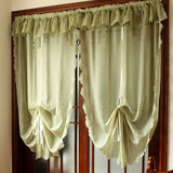 Gaeaspace  -  Blue-green pleated embroidery beautiful balloon curtain pulling window screen finished fan-shaped roman blinds