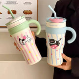 Gaeaspace  -  700/1200ml Kawaii Thermal Tumbler Large Capacity Thermos Mug For Coffee Water Tea Stainless Steel Thermos Bottle With Handle