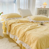 Gaeaspace  -  Korean Seersucker Summer Thin Quilt Air Condition Comforter Bed Cover Skin Friendly Blanket Single Double Single Quilt Bedding