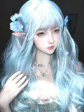 Gaeaspace  -  24Inch Sky Blue Lolita Spirit Style Synthetic Wigs With Bang Long Natural Wavy Hair Wig For Women Daily Cosplay Heat Resistant