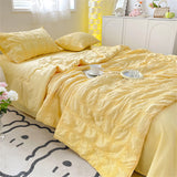 Gaeaspace  -  Korean Style Seersucker Summer Quilt Washed Cotton 200x230cm Thin Quilt Air Condition Blanket Bed Duvet Breathable Bedroom Decor