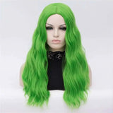 Gaeaspace  -  Wavy Synthetic Wigs for White Black Women Long Green Middle Line Red Wig Cosplay Heat Resistant Rose Net