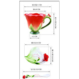 Gaeaspace  -  Chinese Colorful Ceramic Coffee Cup Saucer Enamel Flower Mug Wedding Gift Creative Afternoon Camellia Tea Cup Breakfast Milk Mug