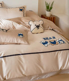 Gaeaspace  -  Cute cartoon rabbit panda dog elephant bedding set,twin full queen king embroidery home textile bed sheet pillowcase quilt cover