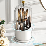 Gaeaspace  -  360° Rotating Makeup Brush Holder With Lid Luxury Cosmetic Organizer Lipstick Eyebrow Pencil Holder Eye Shadow Storage Box