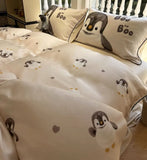 Gaeaspace  -  Cute cartoon penguin bedding set single double,twin full queen King fashion lovely home textile bed sheet pillowcase duvet cover