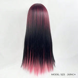 Gaeaspace  -  Pink Highlights Long Straight Lolita Synthetic Wig Double Color Hair Girl Cosplay Daily Use With Bangs