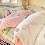 Gaeaspace  -  Winter Plush Duvet Cover Set Coral Velvet Warm Quilt Cover Sheet Pillowcase Luxury Bedding Set Comforter Cover Bed Linens Set