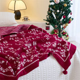 Gaeaspace  -  Christmas Knitted Blanket Soft Warm Snowflake Throw Blanket Lightweight Blanket Couch Sofa Office Bed Cover Camping Travelling