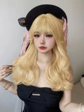 Gaeaspace  -  26Inch Blonde Lolita Lady Synthetic Wigs With Bang Long Natural Wavy Hair Wig For Women Daily Cosplay Drag Party Heat Resistant