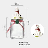 Gaeaspace  -  Christmas Candy Jar Glass Vertical Pattern Sealed Jar Gifts Snack Nut Chocolate Storage Box Food Grade Glass Storage Jar Bottle