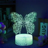 Gaeaspace  -  1pc Butterfly 3D Night Light, 3D Optical Illusion Lamp With Touch, 7-Color Changing Ambient Light For Bedroom