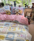 Gaeaspace  -  Cute flower cake dog cat sheep bedding set 1.2 1.5 1.8 kid,twin full queen cotton home textile bed sheet pillow case quilt cover