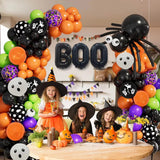 Gaeaspace   -  141pcs Spooky Halloween Balloon Arch Garland Kit Black Orange Purple Confetti Eye Ghost Latex Ball Party Classroom Birthday Deco