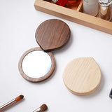 Gaeaspace  -  1Pcs Pure Wooden Portable Mirror Mini Small Makeup Mirror Female Hand-held Beauty Makeup Mirror Small Round Mirrors