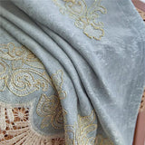 Gaeaspace  -  European Style Luxury Living Room Curtain Light Blue Elegant Chenille Blackout Curtains For Bedroom Villa Home Decor Custom