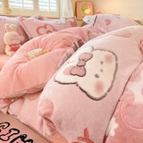 Gaeaspace  -  Winter Plush Duvet Cover Set Coral Velvet Warm Quilt Cover Sheet Pillowcase Luxury Bedding Set Comforter Cover Bed Linens Set