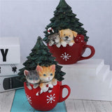 Gaeaspace  -  New Small Animal Christmas Cup Night Light Resin Crafts Home Desktop Christmas Tree Light String Decoration Ornaments