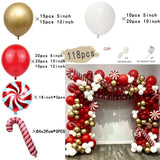 Gaeaspace  -  Christmas Balloon Garland Arch Kit Red Green Lolipop Cone Star Foil Balloons New Year Christmas Party Decoration Supplies Gifts