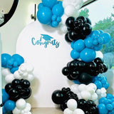 Gaeaspace  -  117pcs Blue White Balloon Arch Garland Black Latex Balloons for Baby Shower Wedding Birthday Anniversary Party Graduation Decors