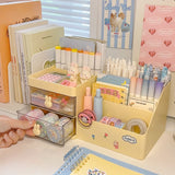 Gaeaspace  -  Multifunctional Kawaii Pen Holder Organizer Desktop Stationery Pencil Storage Box Drawer Desk Cute Ins Multi-layer Storage Box