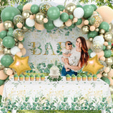 Gaeaspace  -  Sage Green Party Decoration Backdrop Tablecloth Balloons Set Baby Shower Happy Birthday Decorations for Home Baby Party Supplies