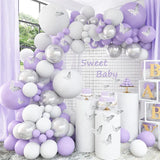 Gaeaspace  -  Macaron Purple Balloons Garland Chain Wedding Birthday Decoration White Macaron Lilac Ballon Arch DIY Baby Shower Decor